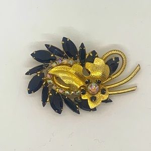 Vintage costume jewelry black brooch